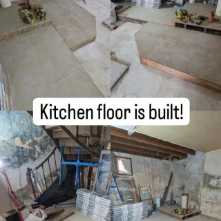 Little bit of team work this weekend! Kitchen floor is built.